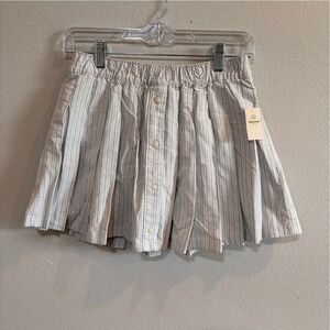 OFFLINE by Aerie Striped Button Front Pleated Skort Blue White NWT Coastal Small